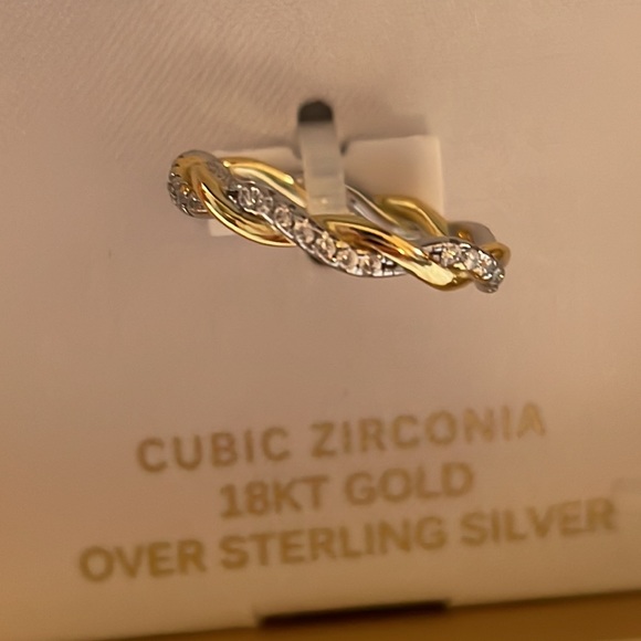 Primrose Jewelry - 18K Gold Over Sterling Silver Ring Cubic Zirconia
